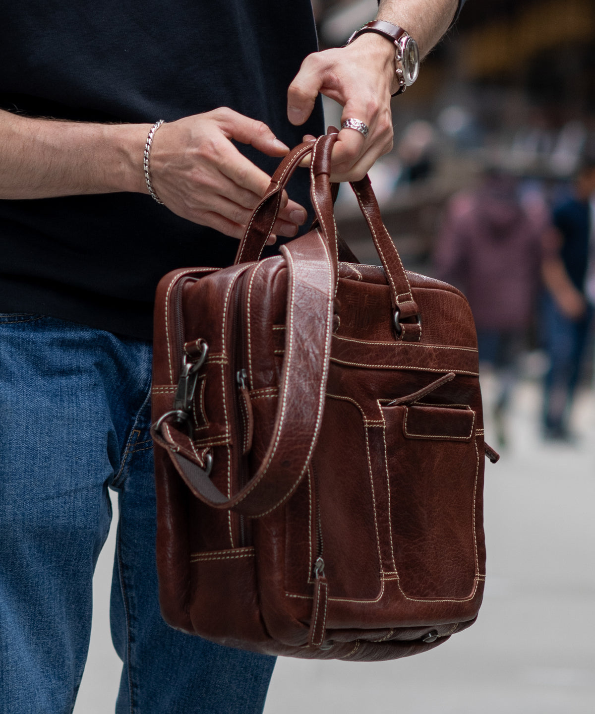 Leather Briefcase in situ Maison Davis