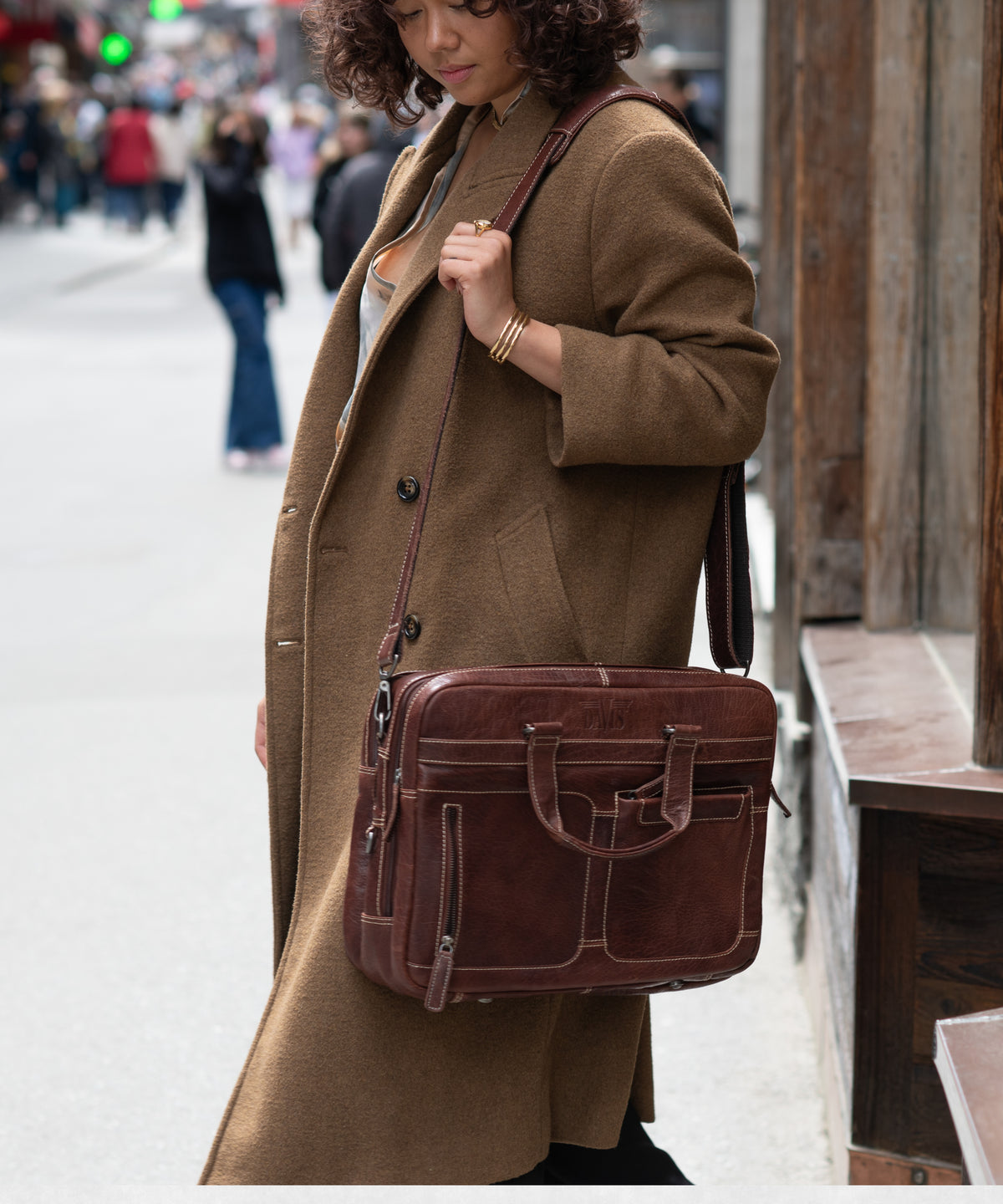 Leather Briefcase shooting Maison Davis