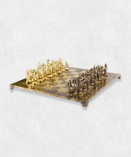 Luxury Greek Mythology Chess Handmade Bronze and Brass side view