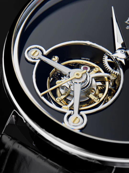 Skeleton Movement Visible through onyx dial