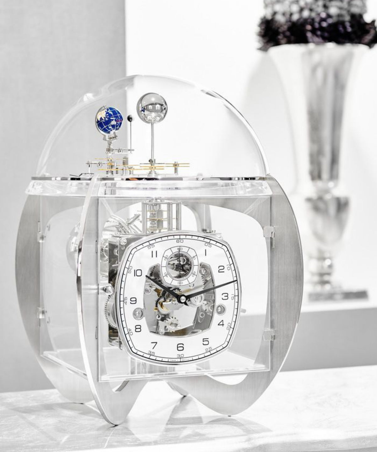 Handmade Tellurium IV Mechanical Clock on Table
