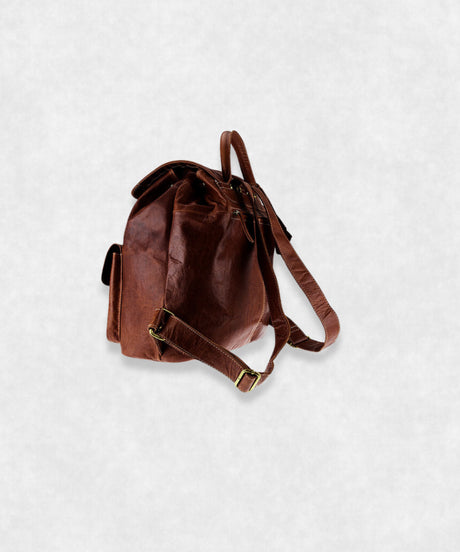 Leather Backpack Side and Back view Maison Davis