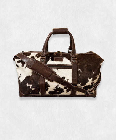 cowhide travel bag leather front